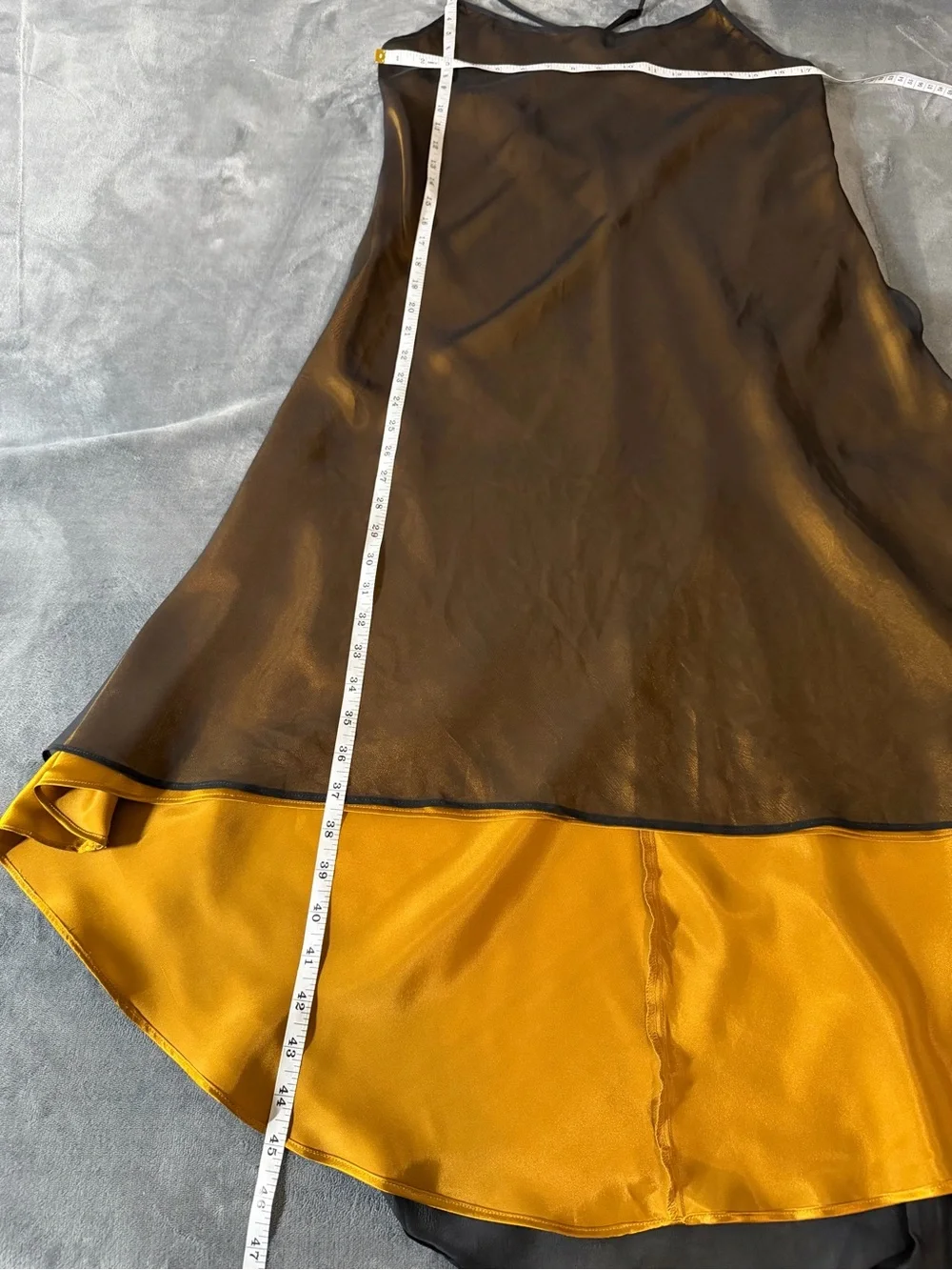 Vintage Victoria's Secret Mustard Slip Dress with Black Sheer Overlay - Picture 6 of 9